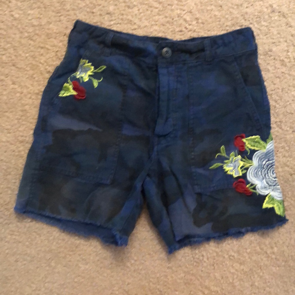Free People Blue Embroidered Shorts. Size 0